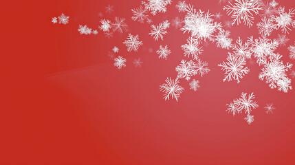 White Snowflake Border on Red Background with Empty Center Space for Text Overlay, Festive Christmas Winter Holiday Backdrop, Seasonal Greeting Card or Invitation Template
