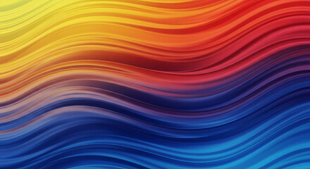 Obraz premium Vibrant abstract background featuring flowing waves of yellow, orange, red, and blue creates a dynamic and colorful backdrop for any project