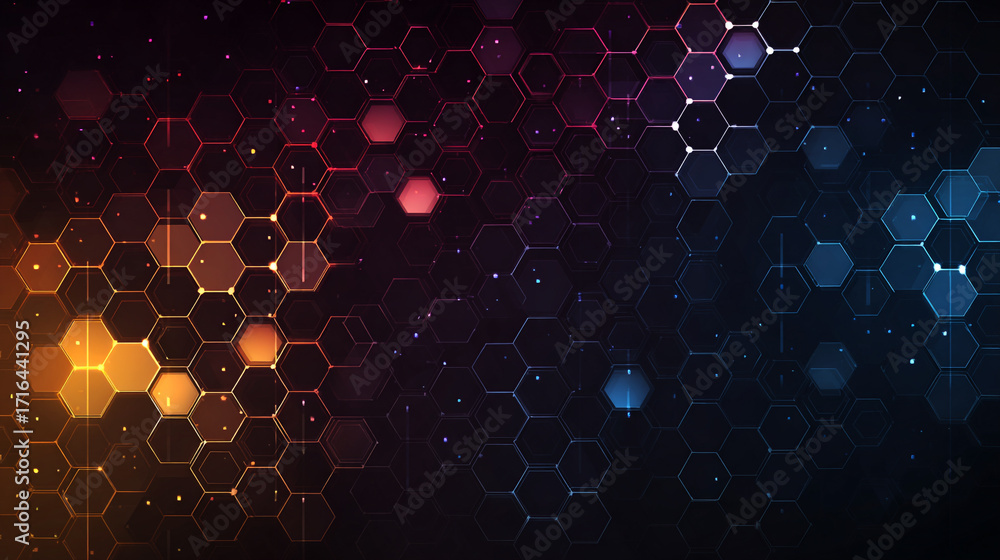 Poster abstract hexagon pattern glowing network digital technology background