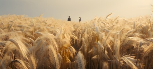 Tiny figures from life Wheat field,generative AI