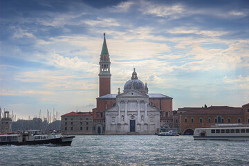 Obraz premium Church of San Giorgio Maggiore seen across the lagoon in Venice, Italy.