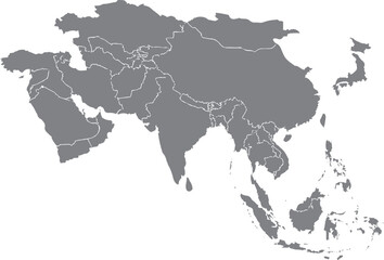 Fototapeta premium Asia Pacific Map Vector – Detailed Continent Outline Illustration
