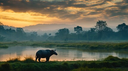 Wildlife sunrise landscape