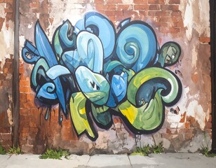 Graffiti art on brick wall