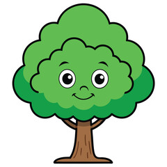 Vibrant green tree illustration with natural elements and a clean design for various applications