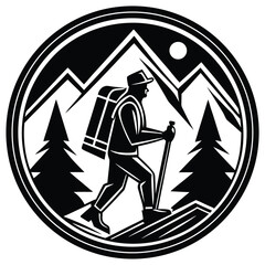 hiking icon on white background