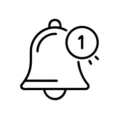 Obraz premium Notification bell icon with alert symbol indicating one message 