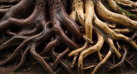 Intertwined Tree Roots Nature Background.