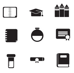 Set Of 9 Editable Education Icons. Includes Symbols Such As Graduation Cap, Certificate, Pencil And More. Can Be Used For Web, Mobile, UI And Infographic Design