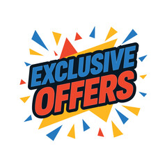 Exclusive Offers Discount Label with Colorful Starburst Elements Vector Illustration