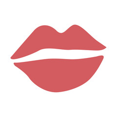 Simple graphic illustration of pink lips icon symbolizing a kiss or romance