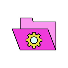 Digital Folder Management Icon Representing System Settings and Data Configuration