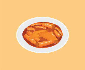 Delicious Tteokbokki A Vibrant Korean Rice Cake Dish Illustration