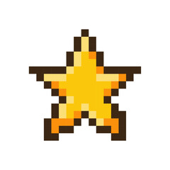Classic Video Game Star Power-Up, Pixel Art Graphic on White