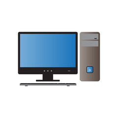 Complete personal computer workstation setup with monitor and system unit icon