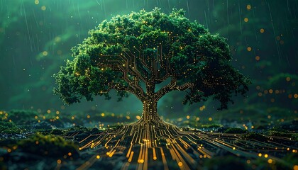 Digital tree in a mystical forest