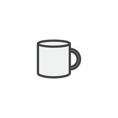 Blank white coffee mug vector icon for a hot drink template