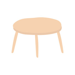 Minimalist Light Brown Round Wooden Stool - Simple Furniture Illustration
