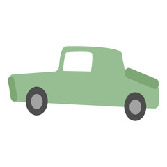 Simple light green car illustration on a white background, side view