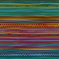 Line Doodle Seamless Pattern 2 - Tribal Zigzag Stripes 2