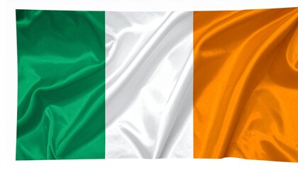 The flag of Ivory Coast waving proudly realistic fabric folds white background with gentle shadow
