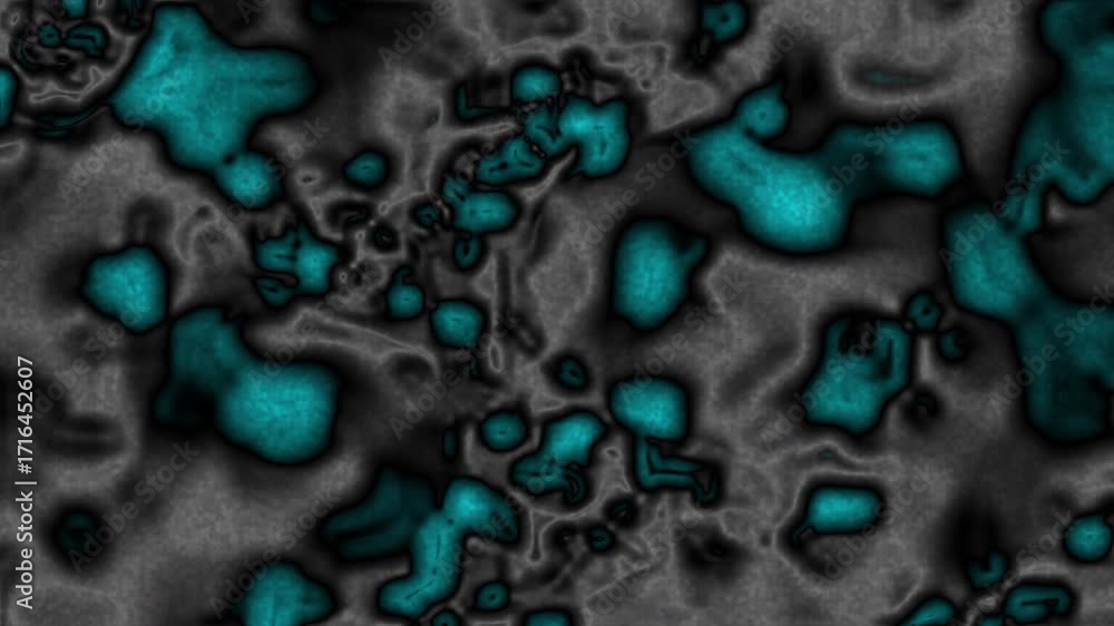 Poster teal organic shapes flow across a gray gradient background in a seamless loop. this dynamic backgrou