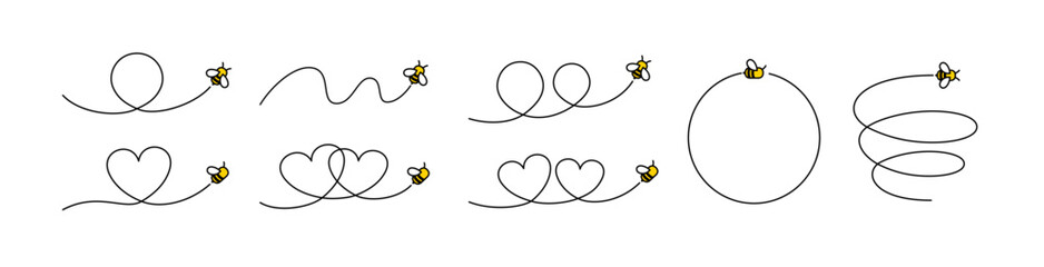 飛び回る蜂のカットイラスト集。かわいい蜂のキャラクター