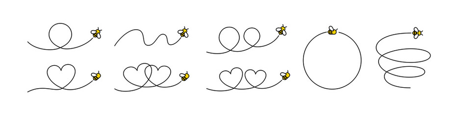 飛び回る蜂のカットイラスト集。かわいい蜂のキャラクター