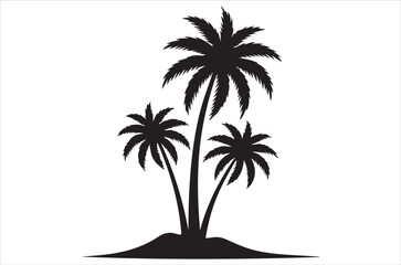 Palm tree silhouette vector set, tropical tree icon design, beach palm clipart, summer tree illustration, coconut tree collection, black palm drawing 