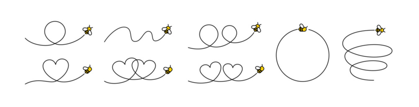 飛び回る蜂のカットイラスト集。かわいい蜂のキャラクター