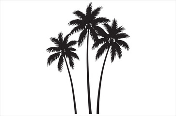 Obraz premium Palm tree silhouette vector set, tropical tree icon design, beach palm clipart, summer tree illustration, coconut tree collection, black palm drawing 