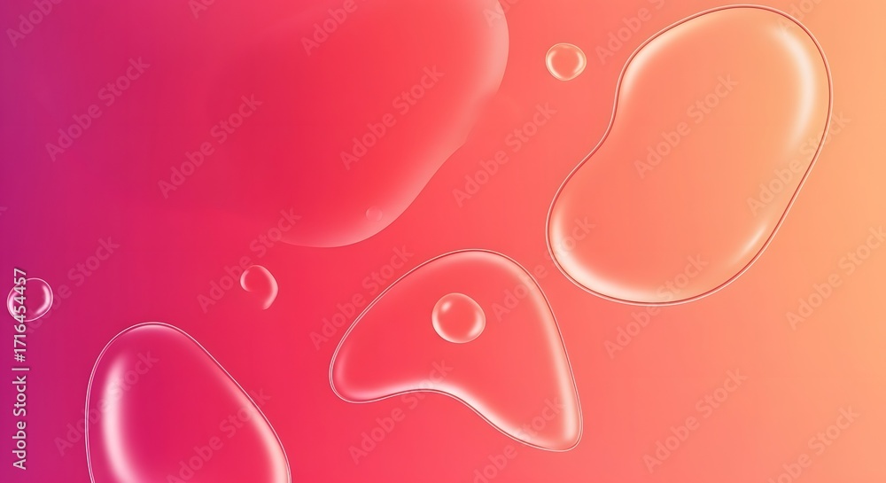 Poster abstract translucent bubbles on a warm gradient. modern background for web design, beauty, and welln