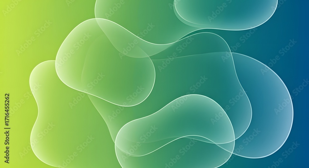 Aufkleber abstract translucent blobs on a green and blue gradient. modern background for science, technology, 
