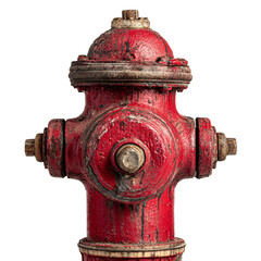 Fototapeta premium PNG of Weathered red fire hydrant standing tall, showcasing its vintage charm and vibrant color.
