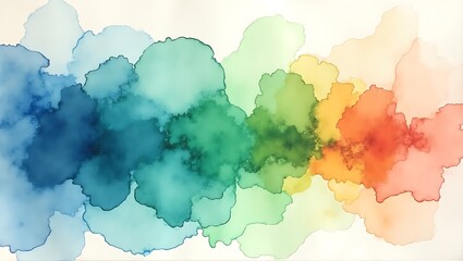 Obraz premium Abstract watercolor painting with vibrant rainbow colors isolated on white background