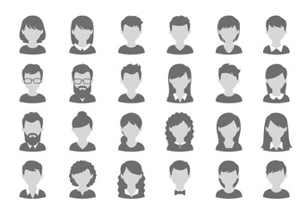 Business avatar icons collection, flat vector people faces, profile pictures set, diverse team illustration, professional user interface design elements