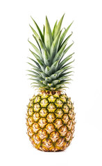 Fototapeta premium Sliced Pineapple and Crown on a White Background