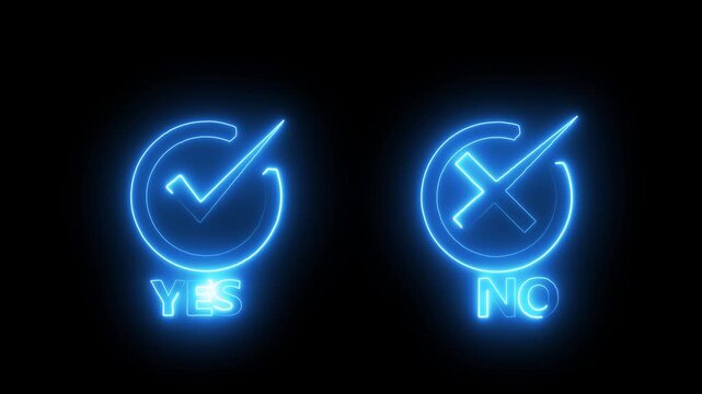 Neon yes no icons set