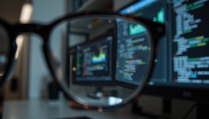 Focus on Data Analysis Through Glasses with Digital Screens Behind