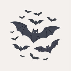 Naklejka premium Spooky Bat Icons and Silhouettes Collection