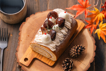 モンブランのロールケーキ