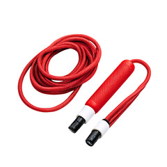 Red jump rope isolated on black background