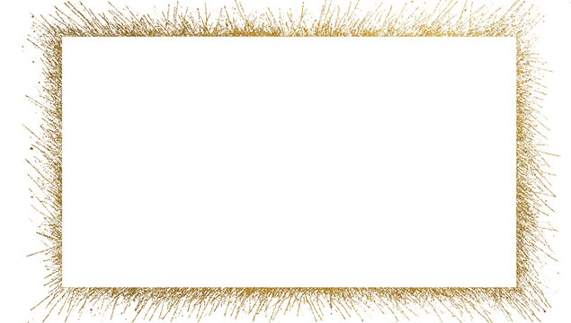 gold glitter texture frame border on a white background, a golden thin line hand-drawn illustration with empty space for text or a message