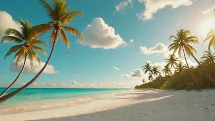 Beautiful Tropical Beach with Clear Blue Sea and White Sand