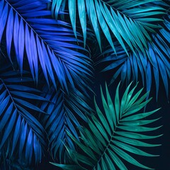 Vibrant blue and teal palm leaves