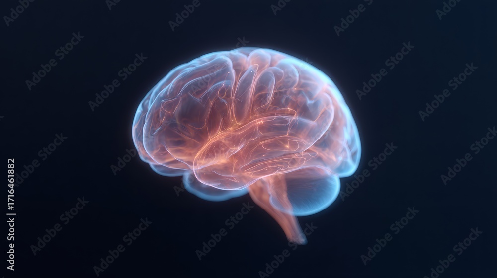 Poster human brain scanning with glowing neurons and neural network connection. artificial intelligence, da