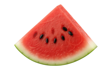 Fresh watermelon slice with seeds isolated on white background for summer fruit nutrition concept