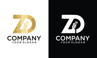 Creative Abstract luxury initial letter DZ, ZD logo.