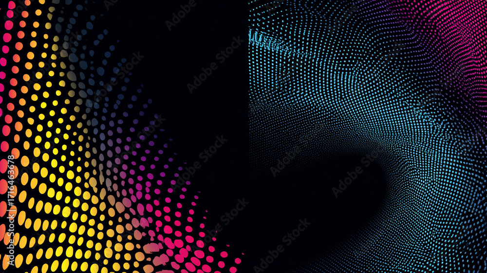 Poster abstract colorful dot pattern design swirling vibrant gradient background