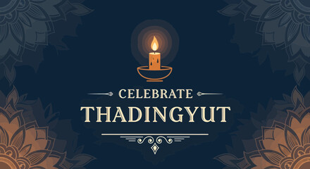 Celebrate Thadingyut Festival with Candle Light and Decorative Mandala Ornaments
